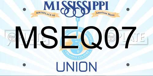 MSEQ07 Mississippi License Plate