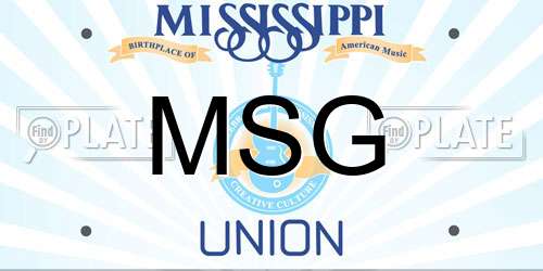 MSG Mississippi License Plate