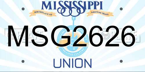 MSG2626 Mississippi License Plate