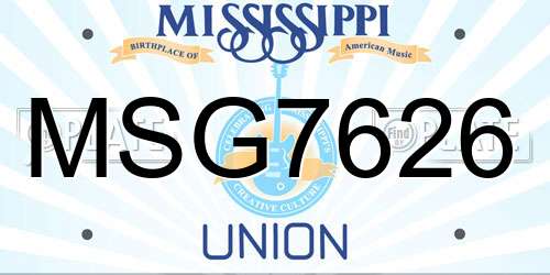 MSG7626 Mississippi License Plate