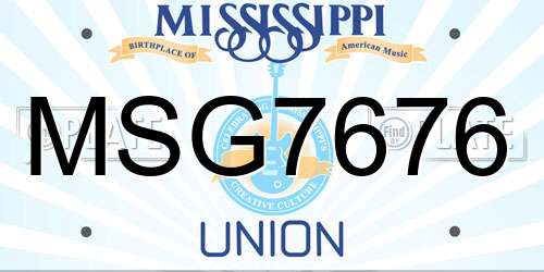 MSG7676 Mississippi License Plate