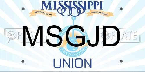 MSGJD Mississippi License Plate