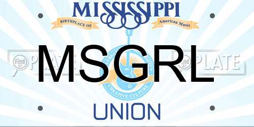 MSGRL Mississippi License Plate