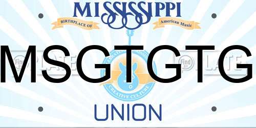 MSGTGTG Mississippi License Plate