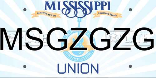MSGZGZG Mississippi License Plate
