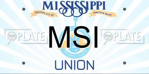 MSI Mississippi License Plate