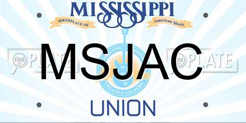 MSJAC Mississippi License Plate
