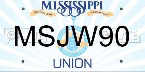 MSJW90 Mississippi License Plate