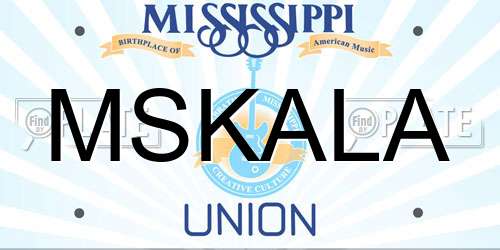 MSKALA Mississippi License Plate