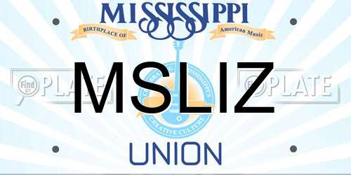 MSLIZ Mississippi License Plate