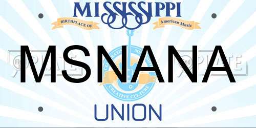 MSNANA Mississippi License Plate