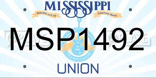 MSP1492 Mississippi License Plate