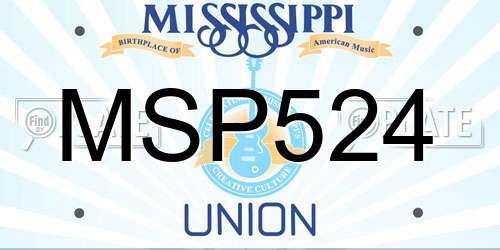 MSP524 Mississippi License Plate