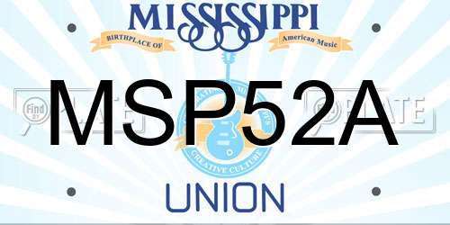 MSP52A Mississippi License Plate
