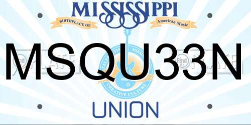 MSQU33N Mississippi License Plate