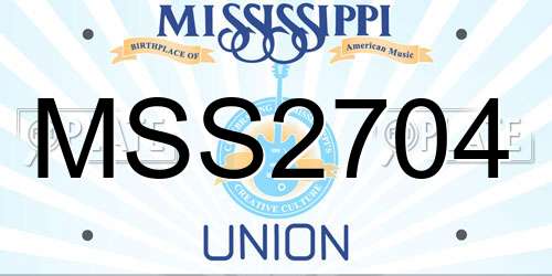 MSS2704 Mississippi License Plate