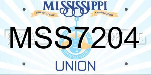 MSS7204 Mississippi License Plate