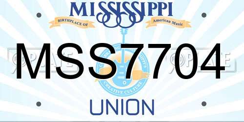 MSS7704 Mississippi License Plate