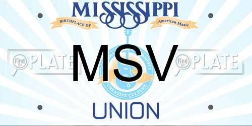 MSV Mississippi License Plate