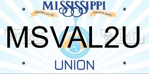 MSVAL2U Mississippi License Plate