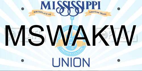 MSWAKW Mississippi License Plate