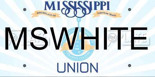 MSWHITE Mississippi License Plate