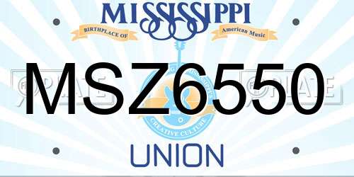 MSZ6550 Mississippi License Plate