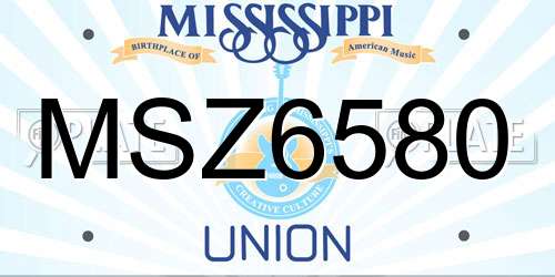 MSZ6580 Mississippi License Plate