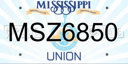 MSZ6850 Mississippi License Plate