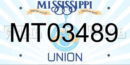 MT03489 Mississippi License Plate