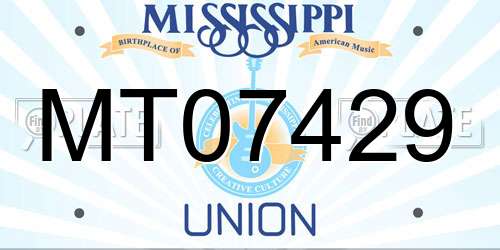 MT07429 Mississippi License Plate