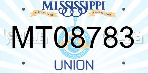 MT08783 Mississippi License Plate