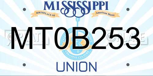 MT0B253 Mississippi License Plate
