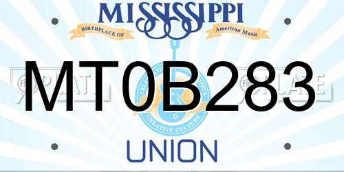 MT0B283 Mississippi License Plate