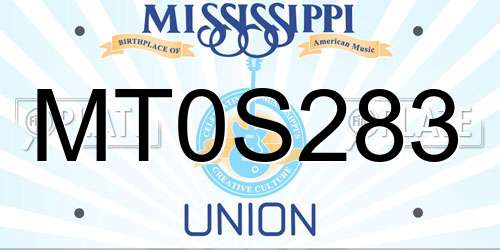 MT0S283 Mississippi License Plate