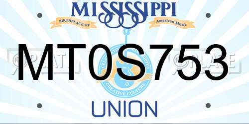 MT0S753 Mississippi License Plate