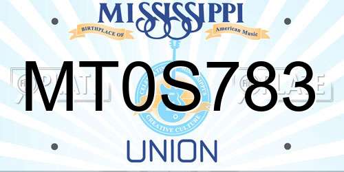 MT0S783 Mississippi License Plate