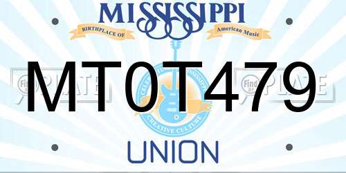 MT0T479 Mississippi License Plate