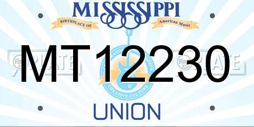 MT12230 Mississippi License Plate