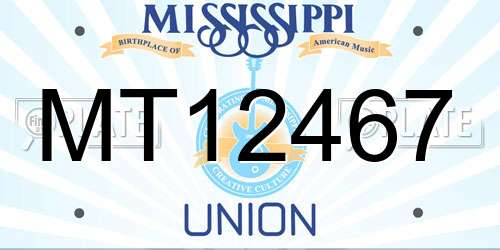 MT12467 Mississippi License Plate