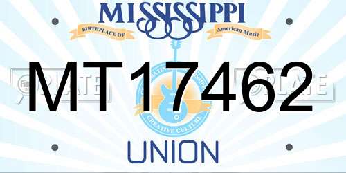 MT17462 Mississippi License Plate