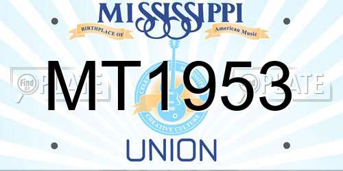 MT1953 Mississippi License Plate