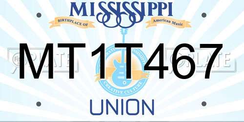 MT1T467 Mississippi License Plate