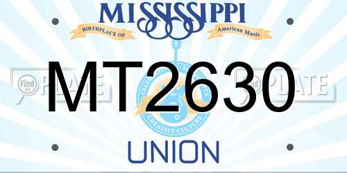 MT2630 Mississippi License Plate