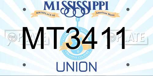 MT3411 Mississippi License Plate