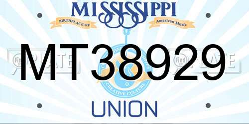 MT38929 Mississippi License Plate
