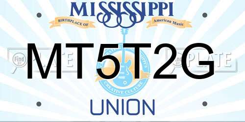 MT5T2G Mississippi License Plate