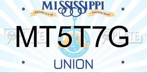 MT5T7G Mississippi License Plate