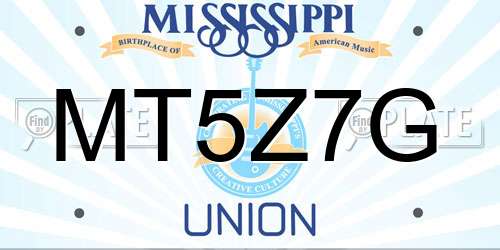 MT5Z7G Mississippi License Plate