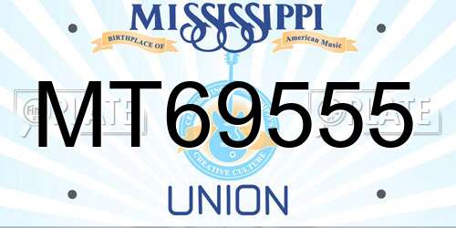 MT69555 Mississippi License Plate